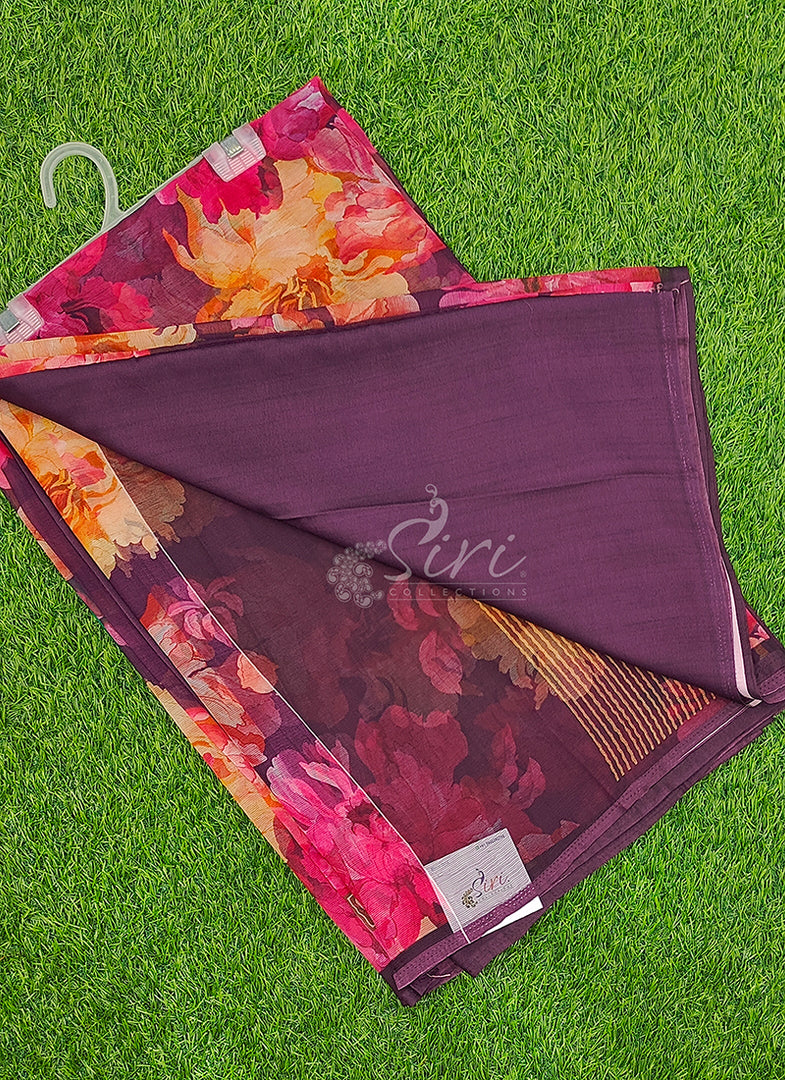 Siri Collections Premium Digital Print Chiffon Sarees with Blouse