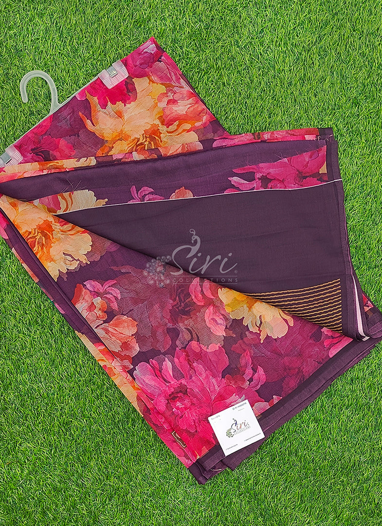 Siri Collections Premium Digital Print Chiffon Sarees with Blouse