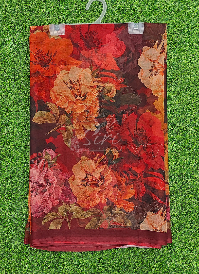 Siri Collections Premium Digital Print Chiffon Sarees with Blouse