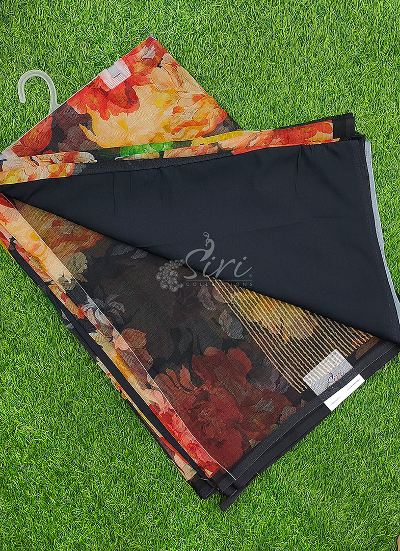 Siri Collections Premium Digital Print Chiffon Sarees with Blouse
