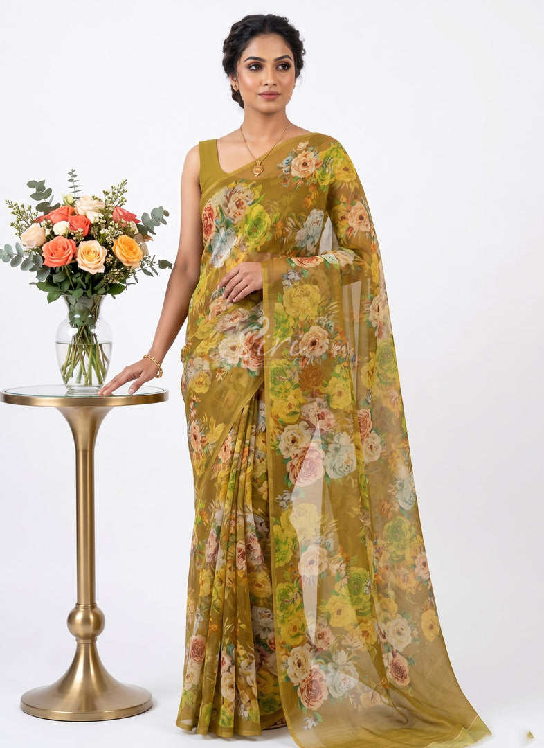 Siri Collections Premium Digital Print Chiffon Sarees with Blouse