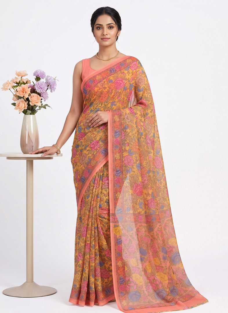 Siri Collections Premium Digital Print Chiffon Sarees with Blouse