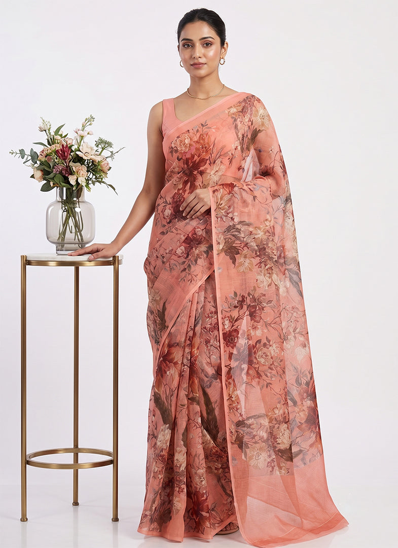 Siri Collections Premium Digital Print Chiffon Sarees with Blouse