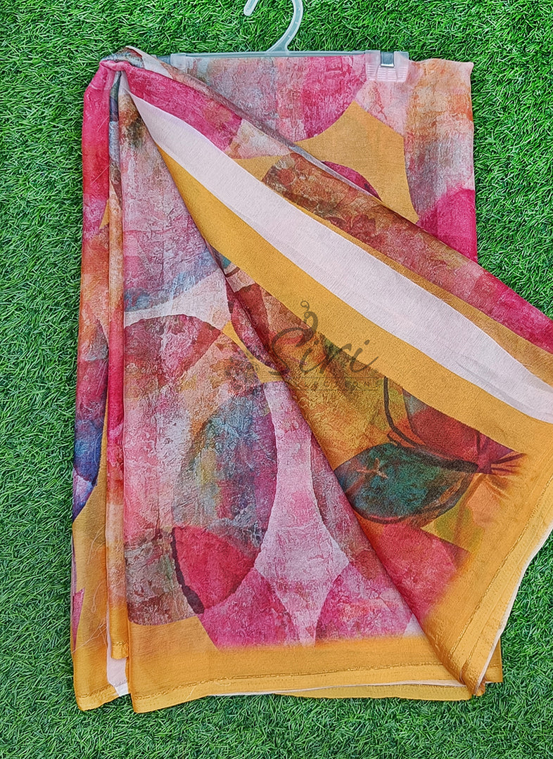 Lovely Digital Print Chiffon Sarees with Blouse