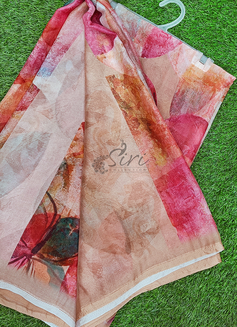 Lovely Digital Print Chiffon Sarees with Blouse