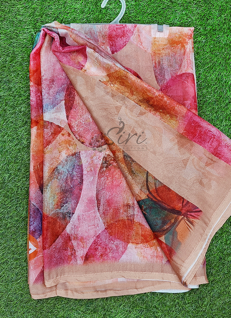 Lovely Digital Print Chiffon Sarees with Blouse