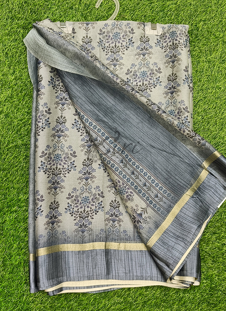 Beautiful Digital Print Chiffon Saree in Satin Borders