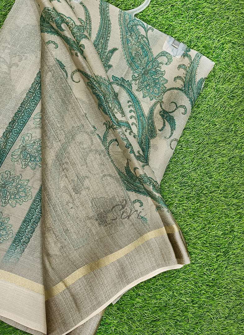Beautiful Digital Print Chiffon Saree in Satin Borders