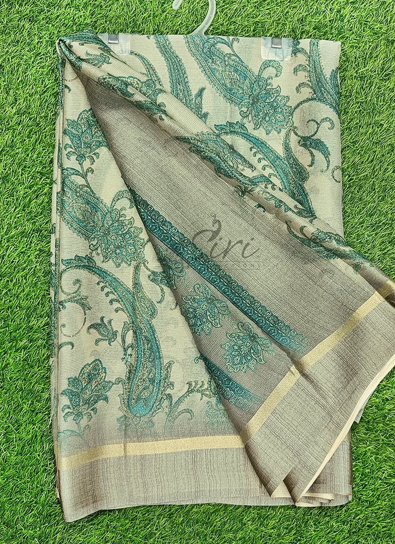 Beautiful Digital Print Chiffon Saree in Satin Borders