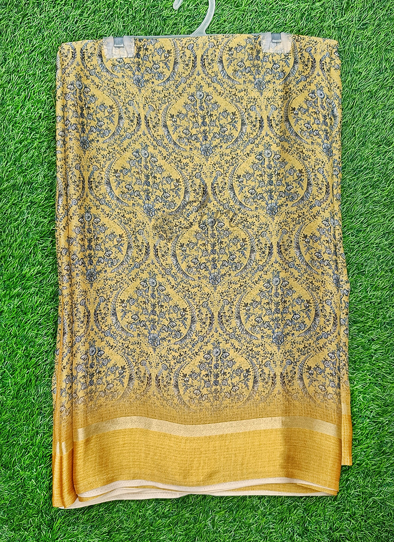 Beautiful Digital Print Chiffon Saree in Satin Borders