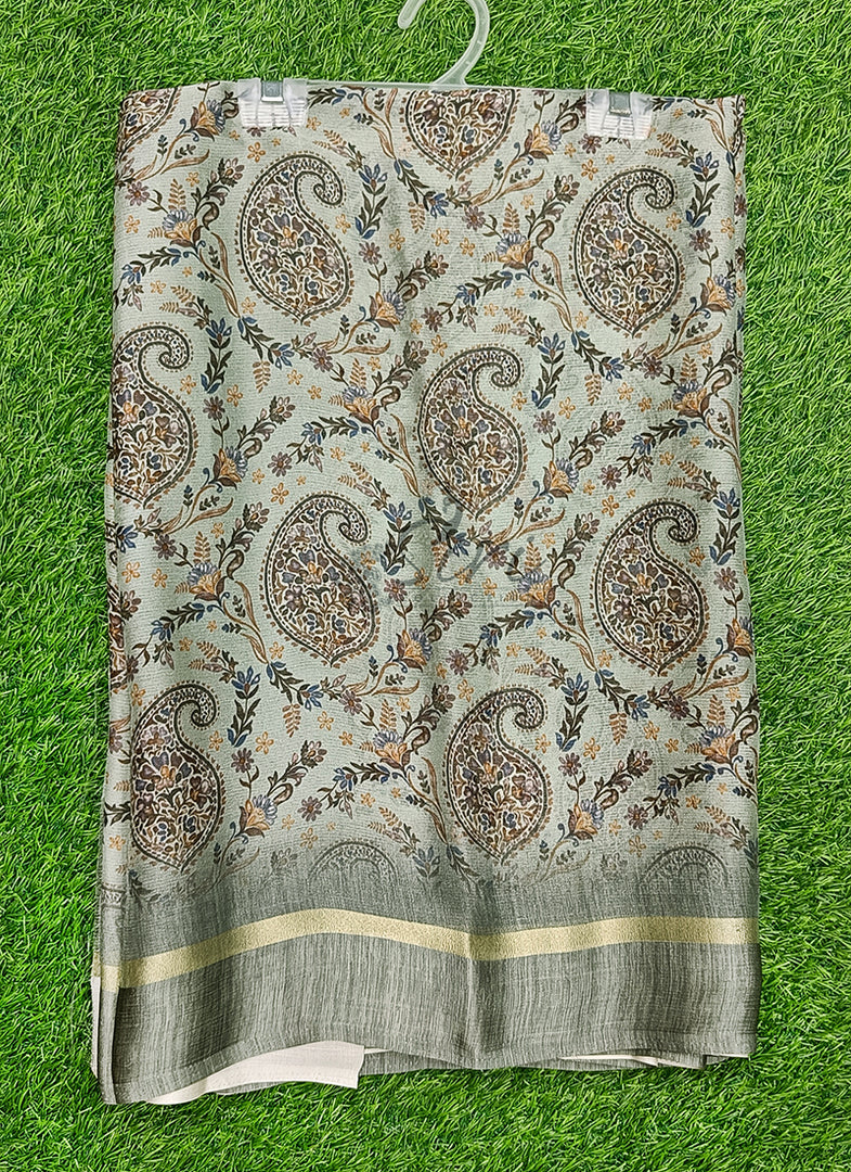 Beautiful Digital Print Chiffon Saree in Satin Borders
