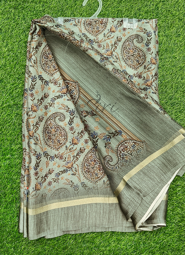 Beautiful Digital Print Chiffon Saree in Satin Borders