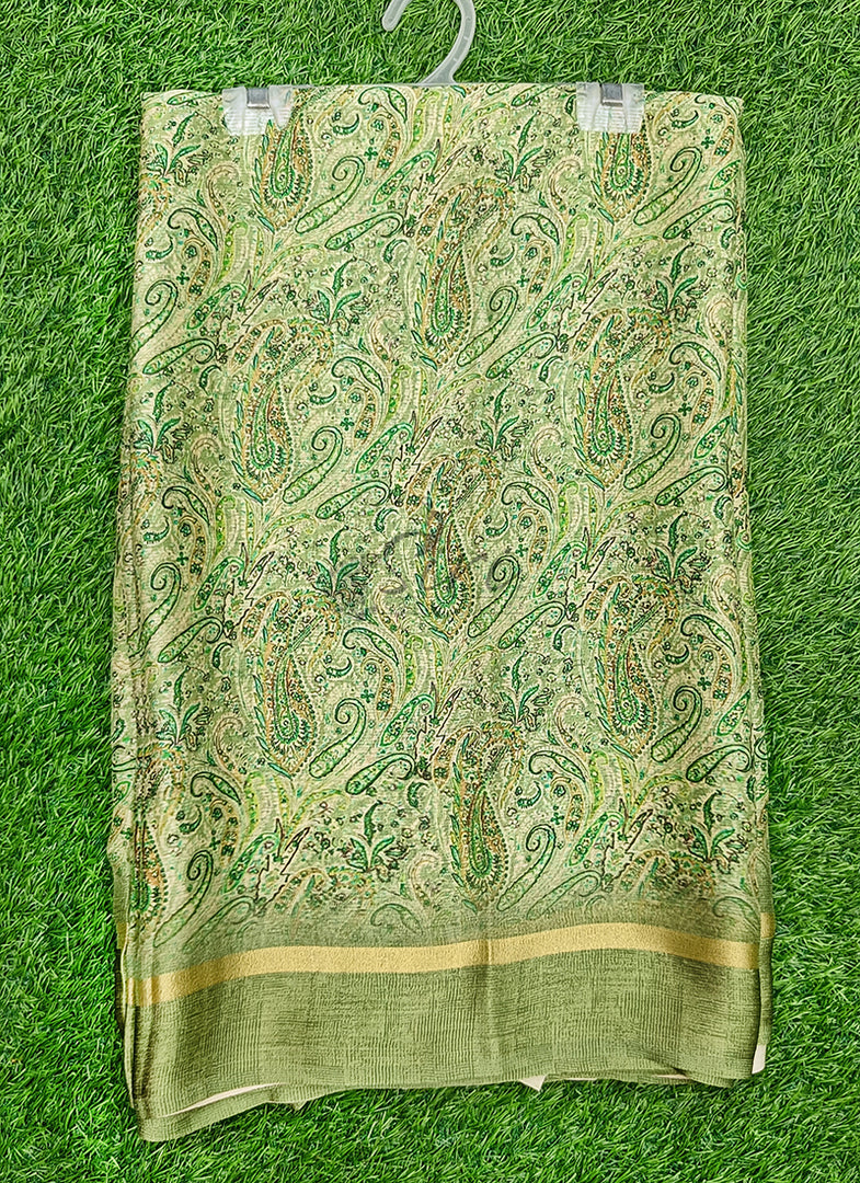 Beautiful Digital Print Chiffon Saree in Satin Borders