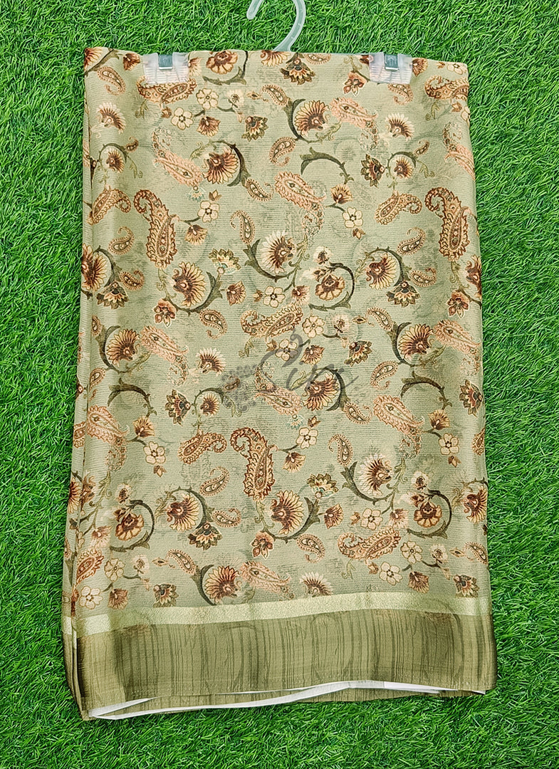 Beautiful Digital Print Chiffon Saree in Satin Borders