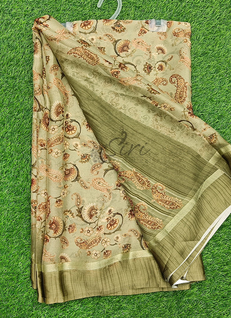 Beautiful Digital Print Chiffon Saree in Satin Borders