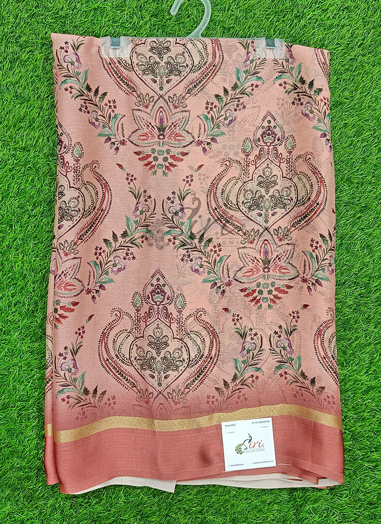 Beautiful Digital Print Chiffon Saree in Satin Borders
