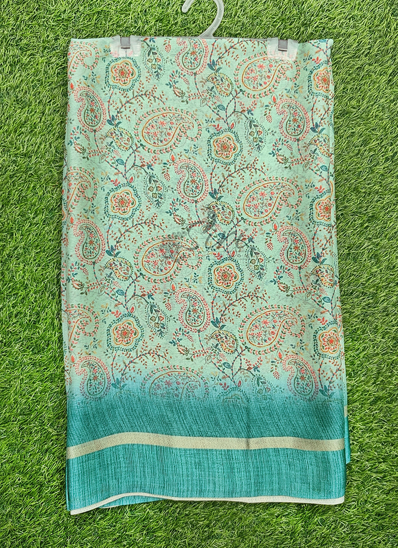 Beautiful Digital Print Chiffon Saree in Satin Borders