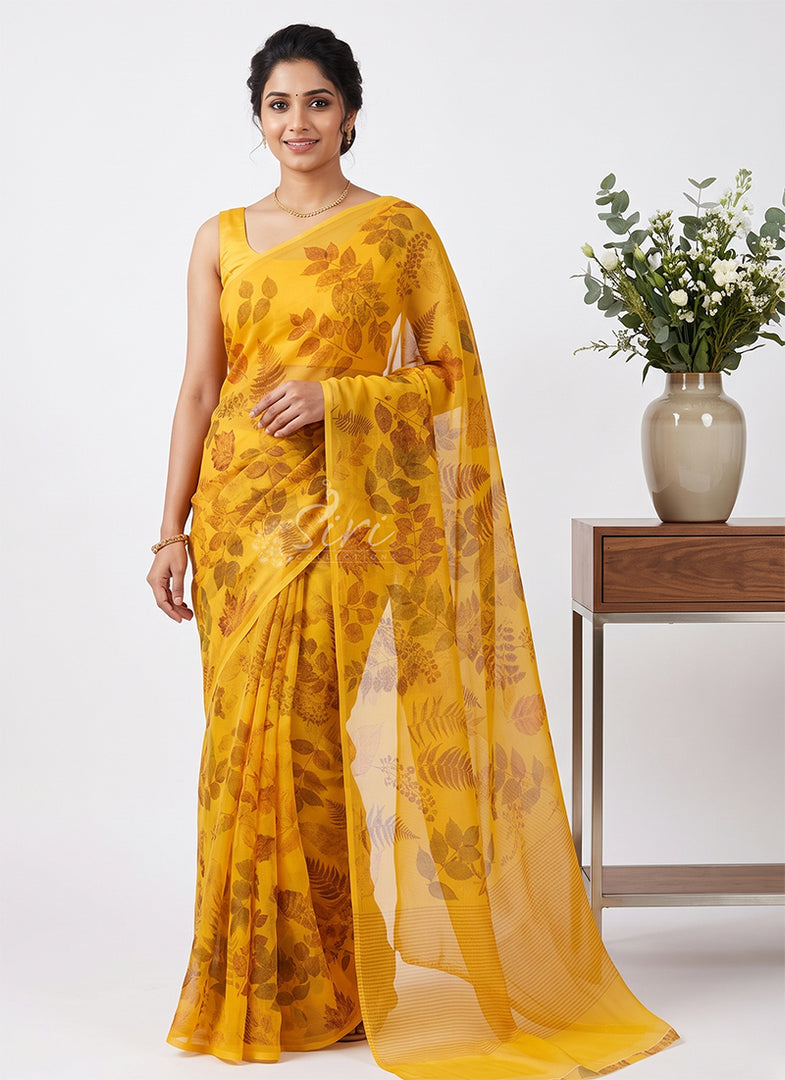 Siri Collections Premium Digital Print Chiffon Sarees with Blouse