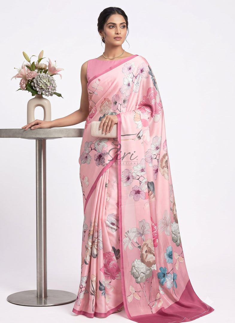 Latest Digital Print Satin Crepe Silk Saree