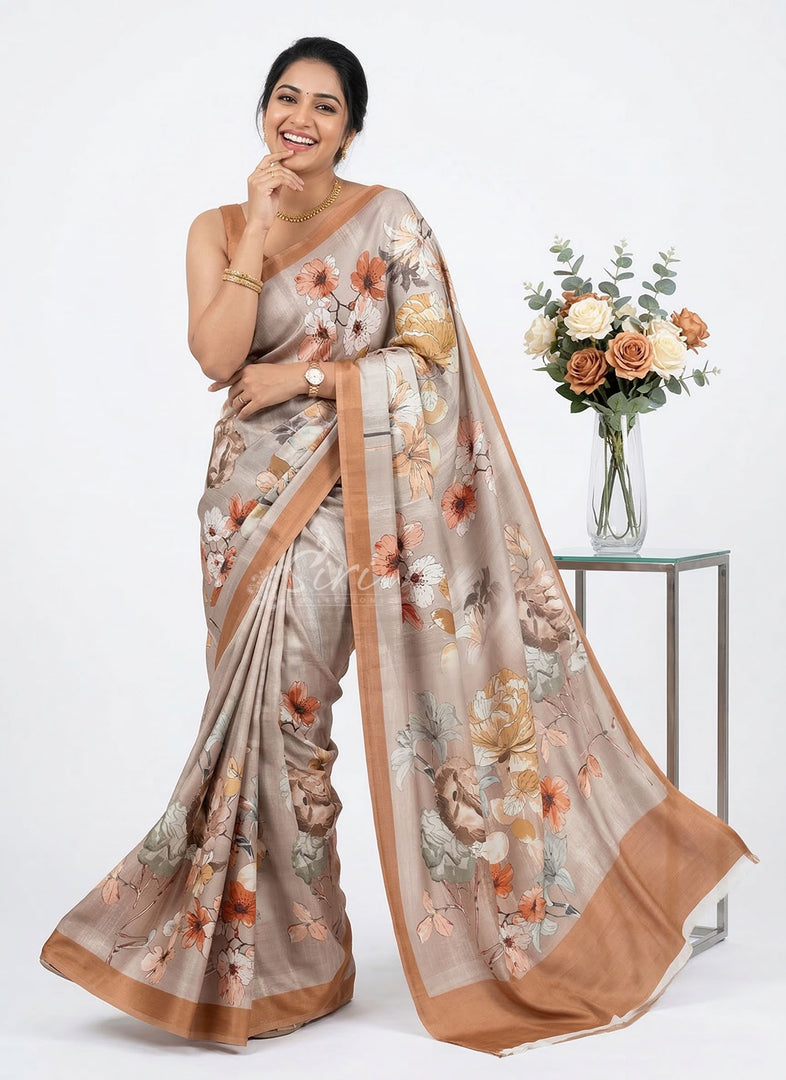 Latest Digital Print Satin Crepe Silk Saree