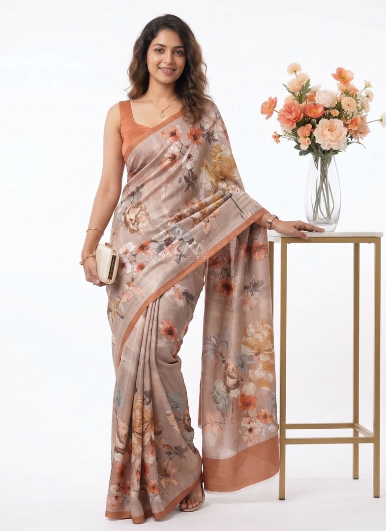 Latest Digital Print Satin Crepe Silk Saree
