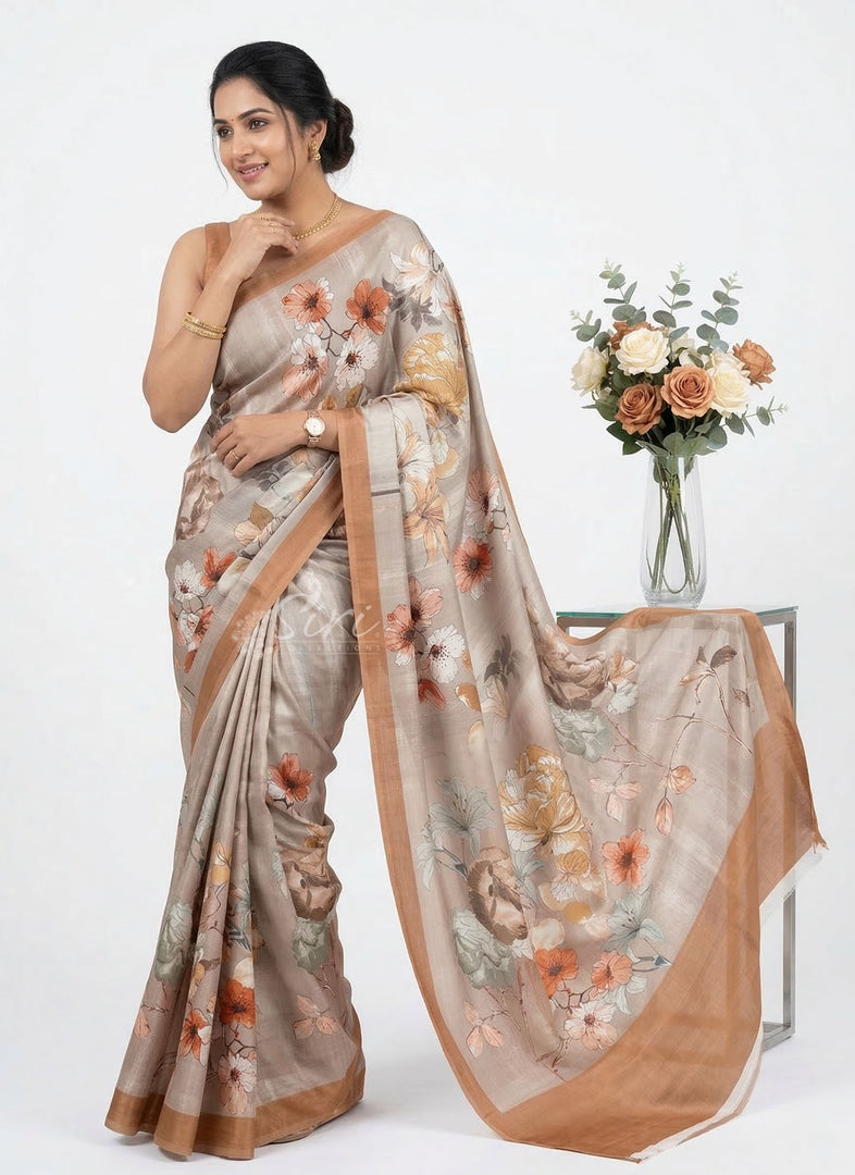 Latest Digital Print Satin Crepe Silk Saree