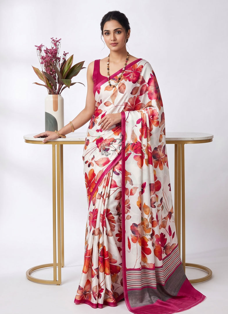Latest Digital Print Satin Crepe Silk Saree