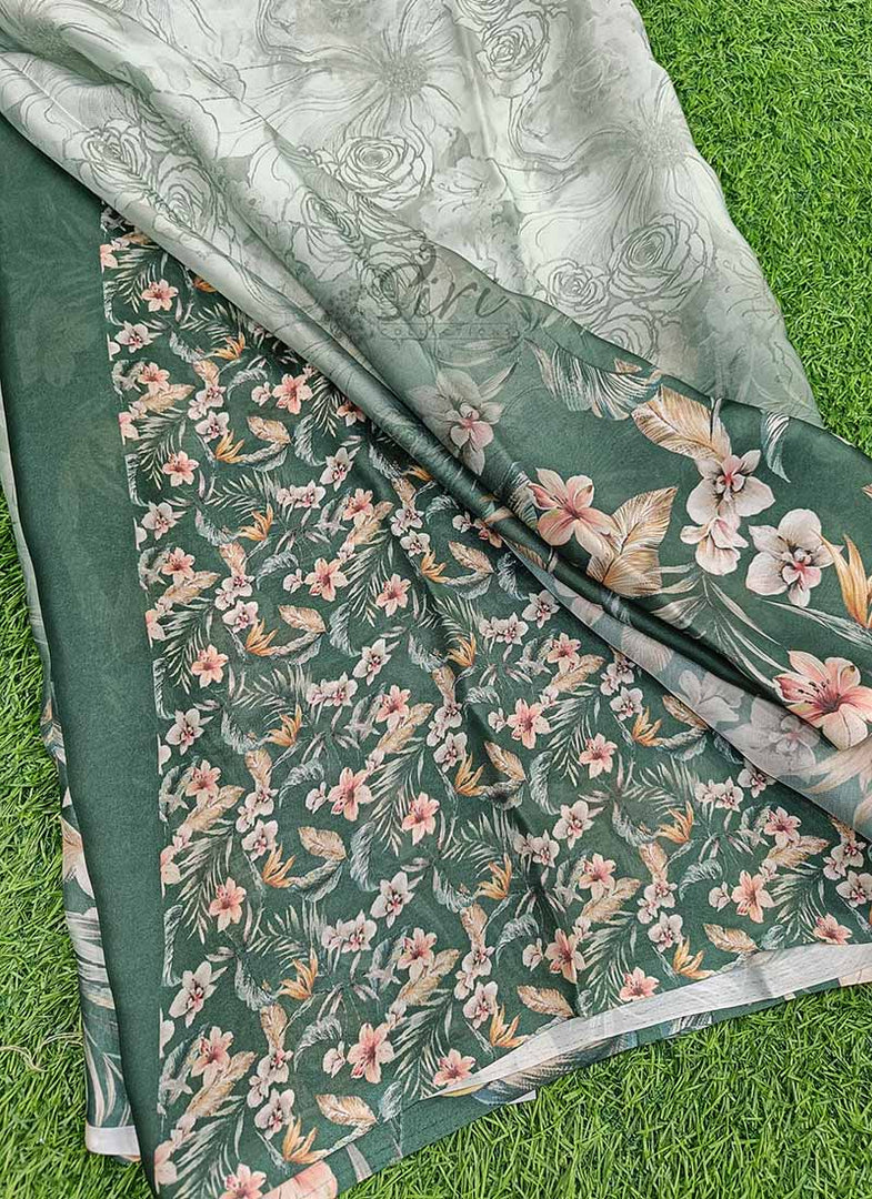 Lovely Digital Print Satin Crepe Silk Saree