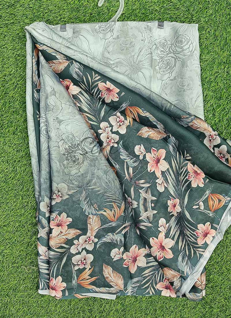 Lovely Digital Print Satin Crepe Silk Saree