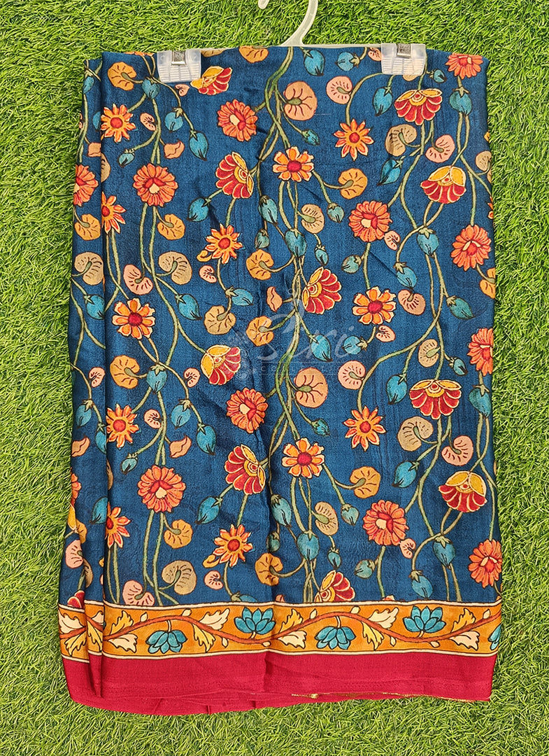 Beautiful Pure Gajji Silk Saree in Kalamkari Print