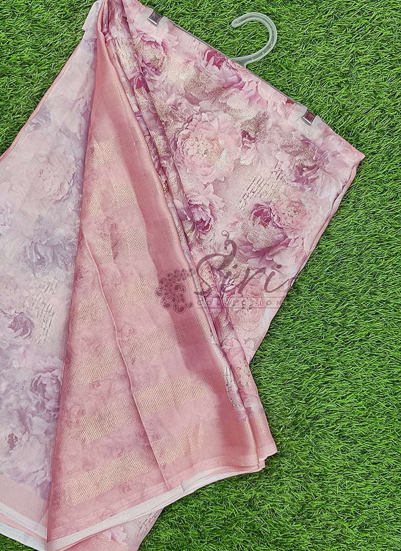 Lovely Digital Print Satin Crepe Saree