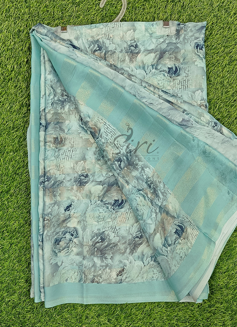 Lovely Digital Print Satin Crepe Saree