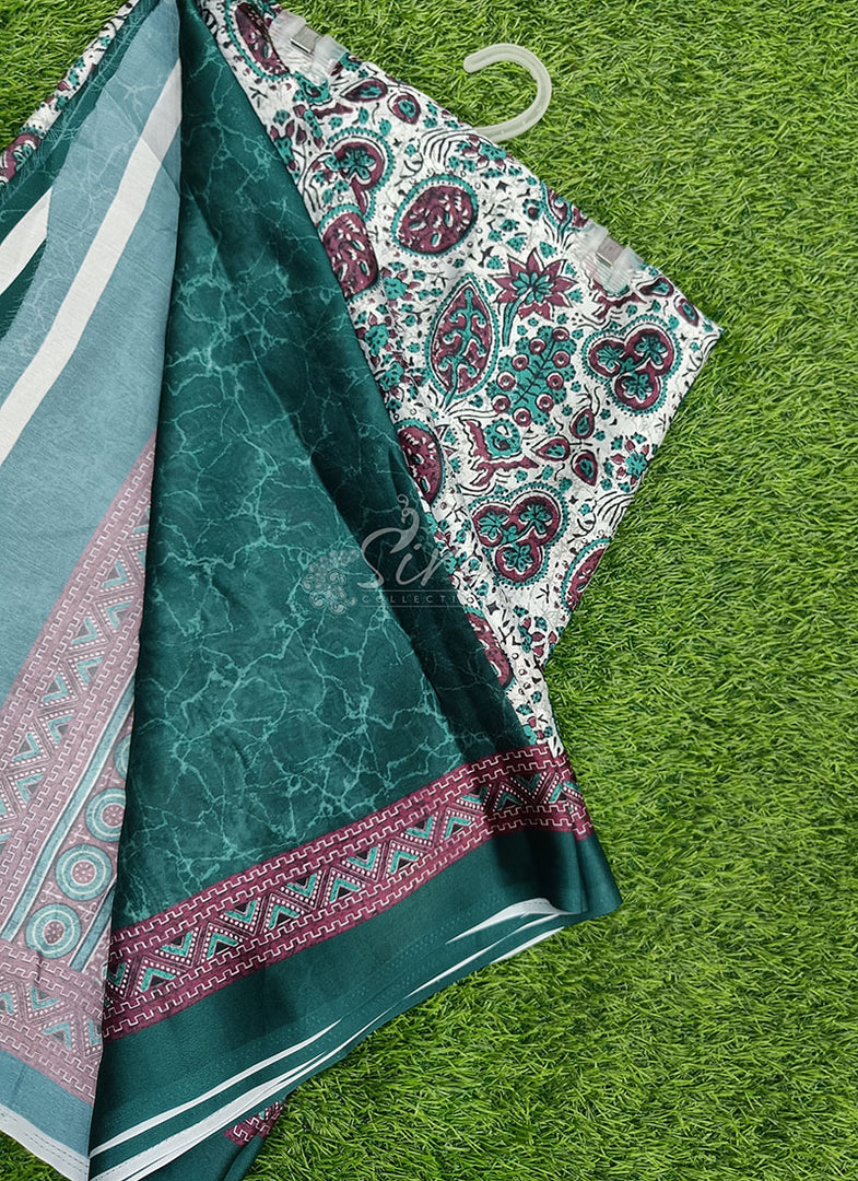 Digital Print Satin Silk Saree