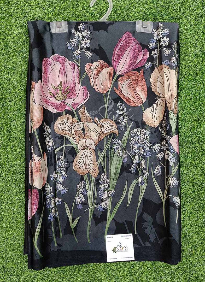 Latest Digital Print Satin Crepe Silk Saree