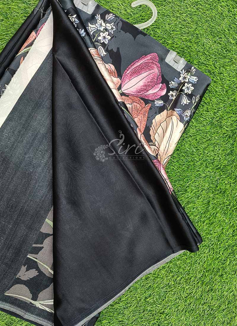 Latest Digital Print Satin Crepe Silk Saree