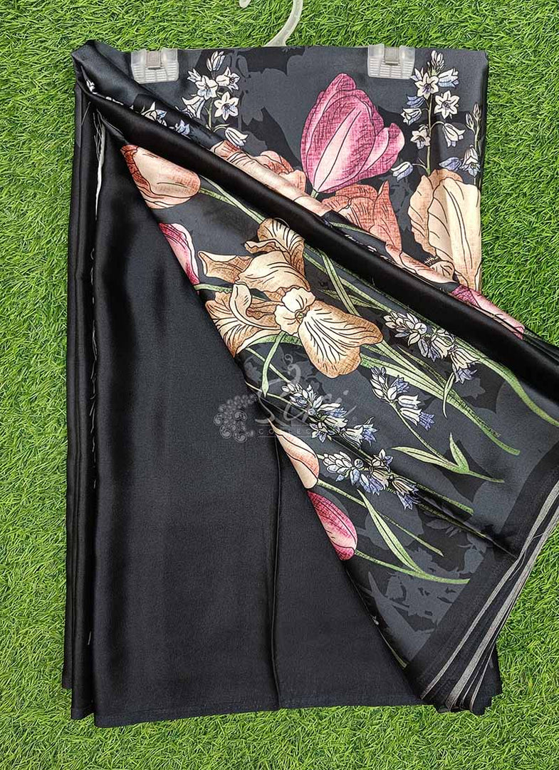 Latest Digital Print Satin Crepe Silk Saree