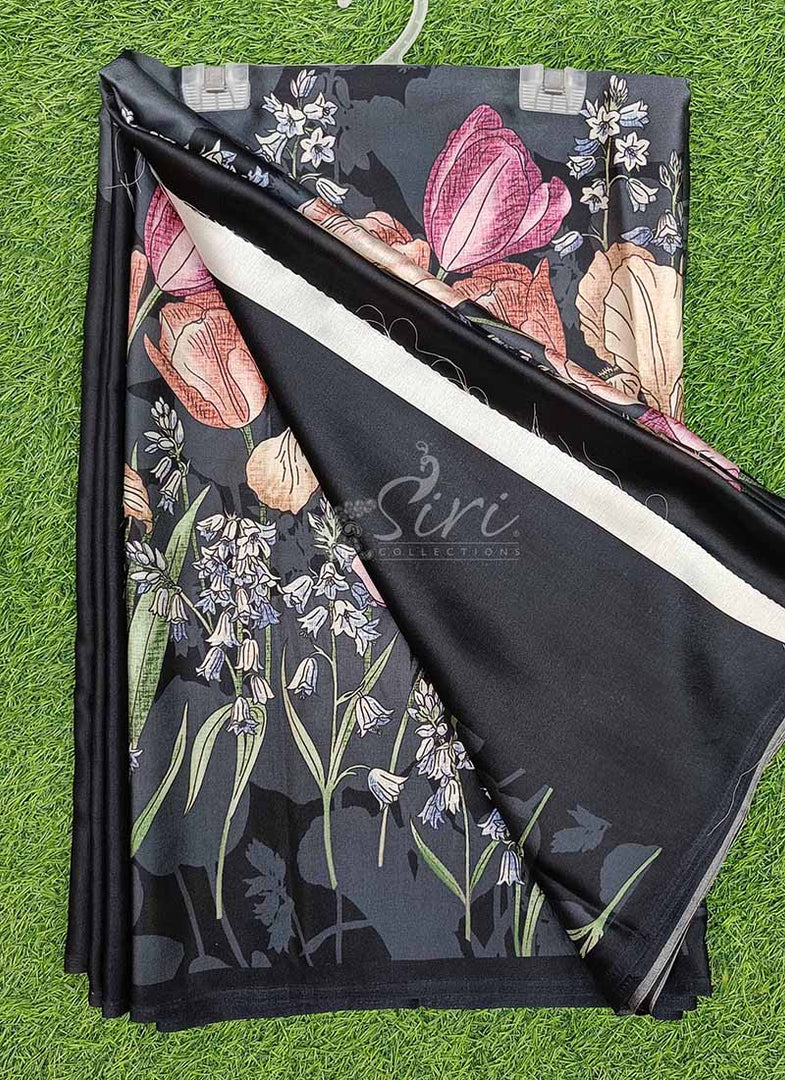 Latest Digital Print Satin Crepe Silk Saree