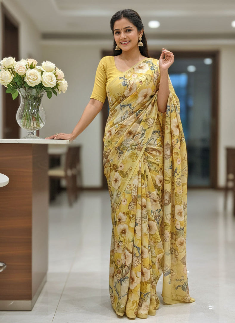 Latest Digital Print Satin Crepe Silk Saree