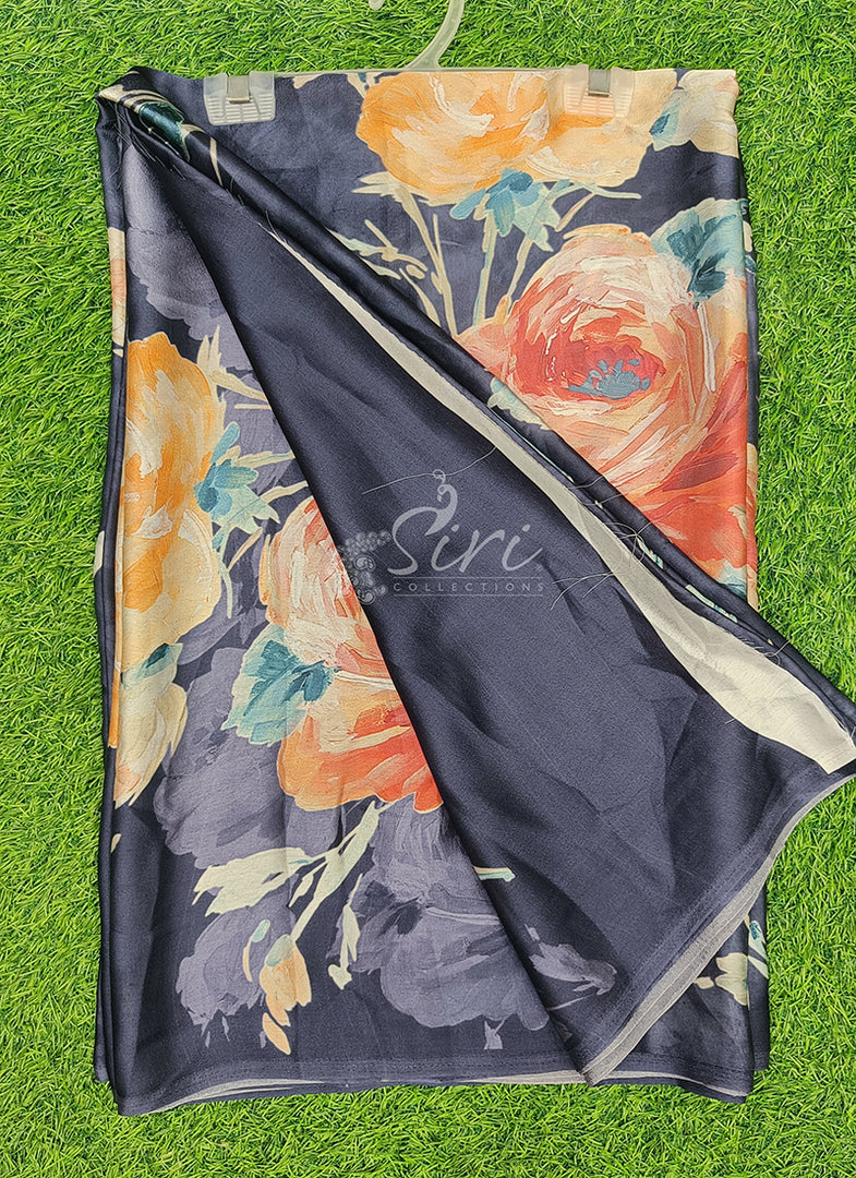Latest Digital Print Satin Crepe Silk Saree