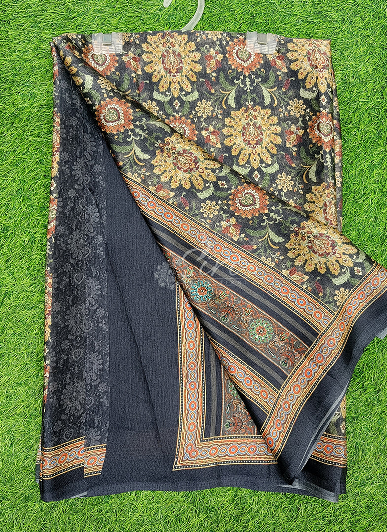 Latest Digital Print Satin Crepe Silk Saree