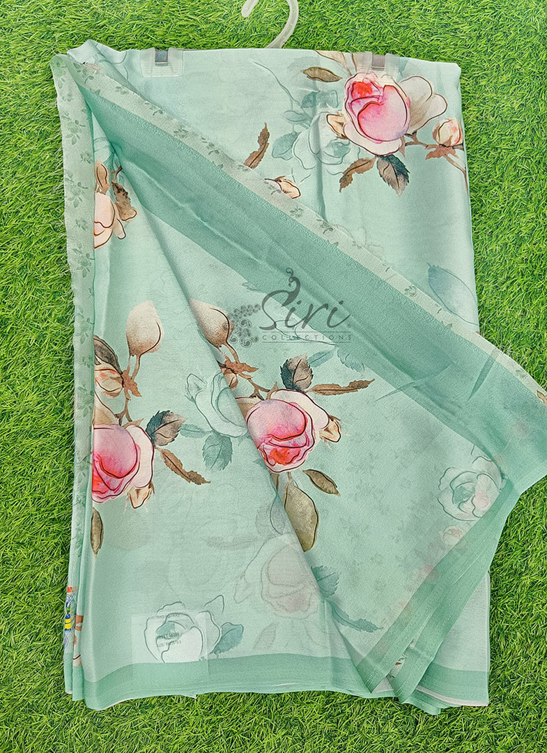 Latest Digital Print Satin Crepe Silk Saree