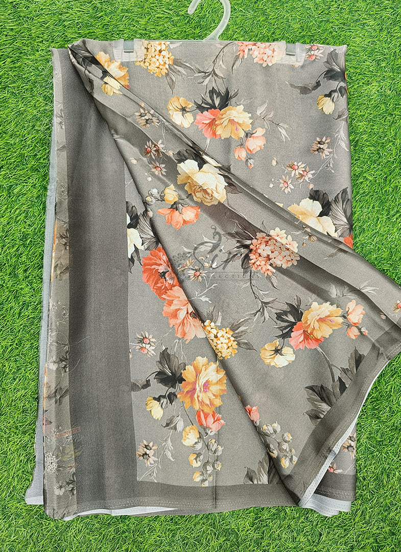 Latest Digital Print Satin Crepe Silk Saree