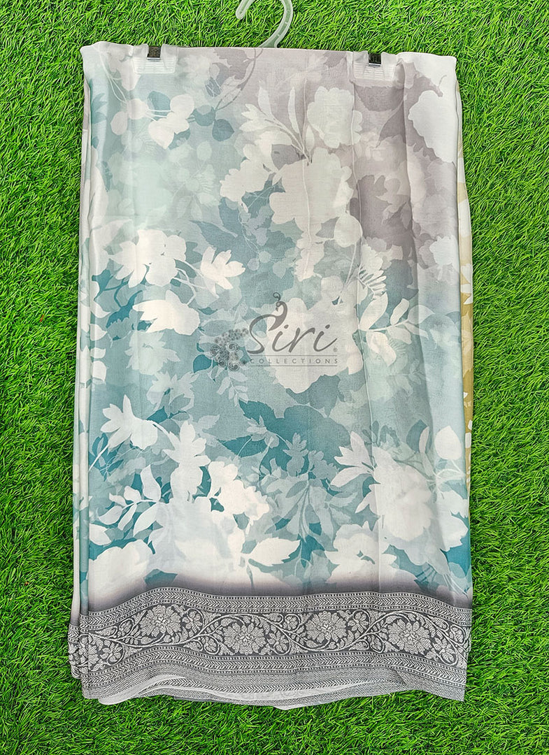 Lovely Shaded Digital Print Satin Saree