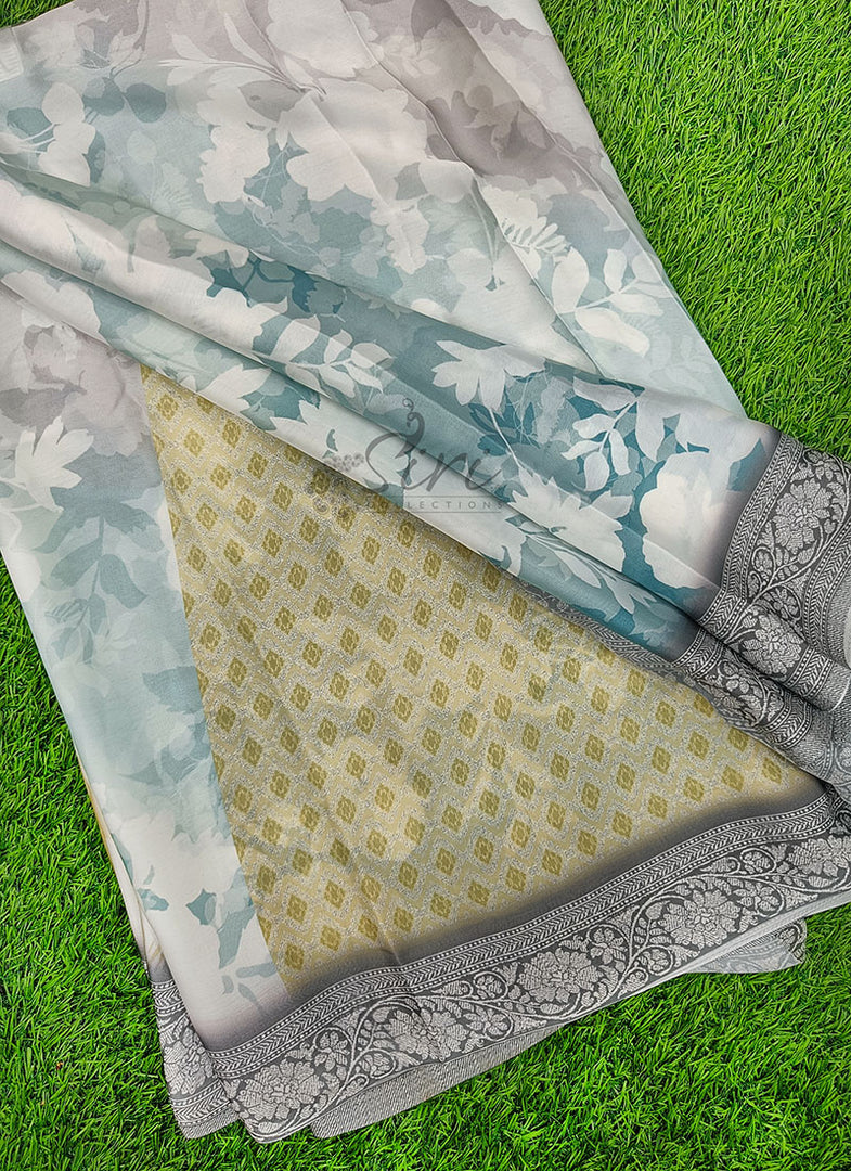 Lovely Shaded Digital Print Satin Saree