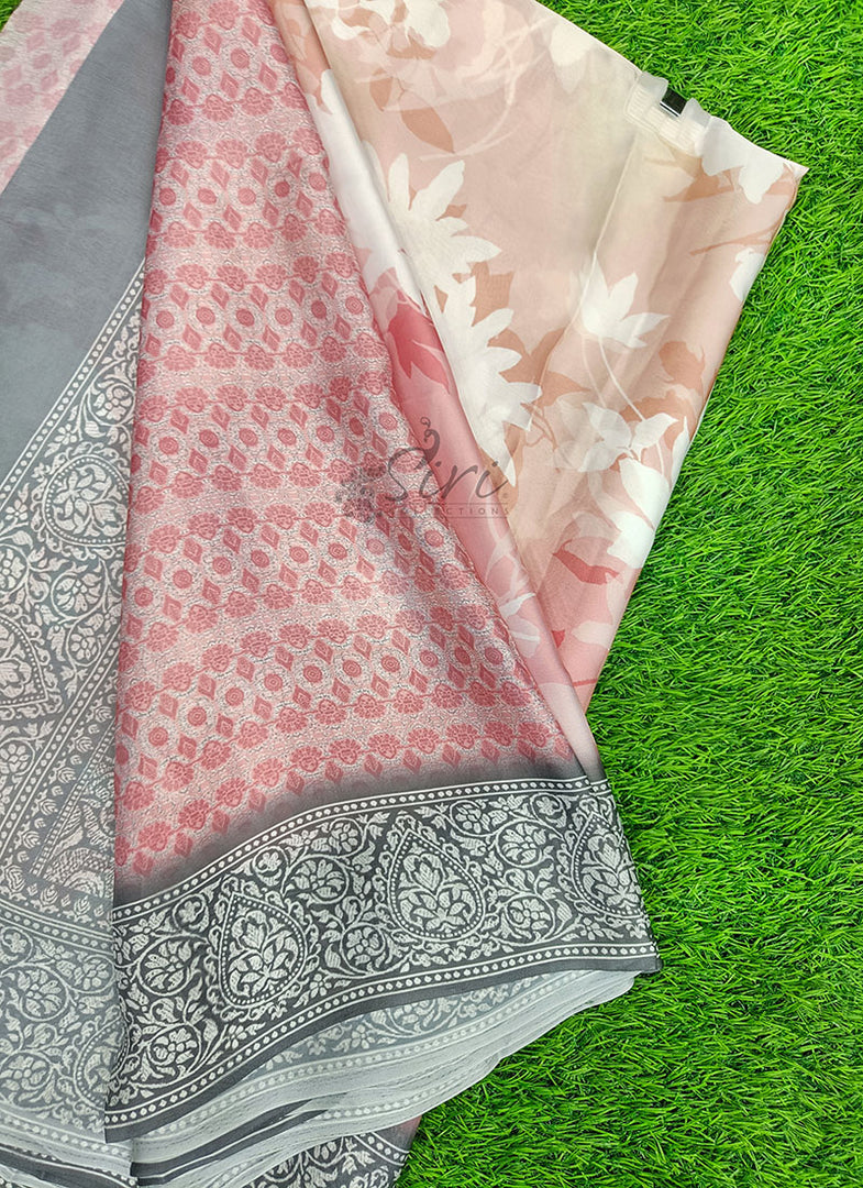 Lovely Shaded Digital Print Satin Saree