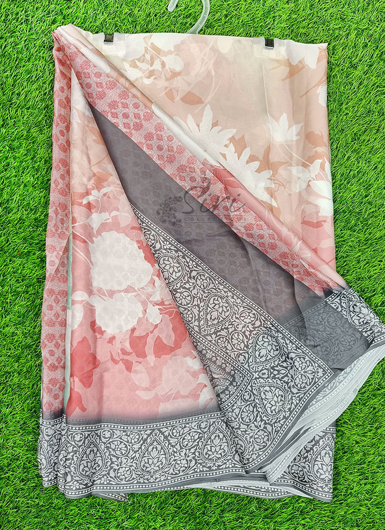 Lovely Shaded Digital Print Satin Saree