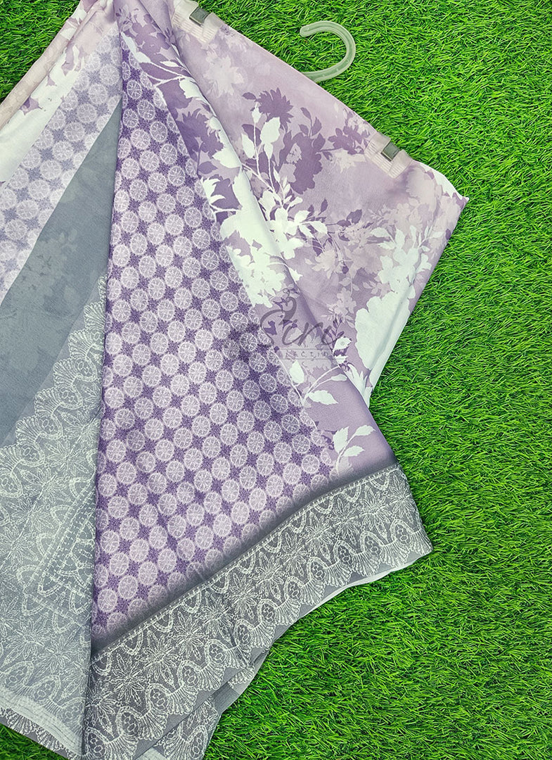 Lovely Shaded Digital Print Satin Saree