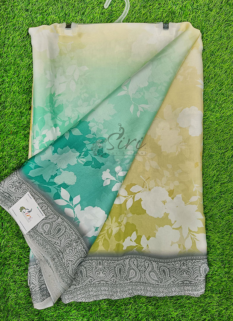 Lovely Shaded Digital Print Satin Saree
