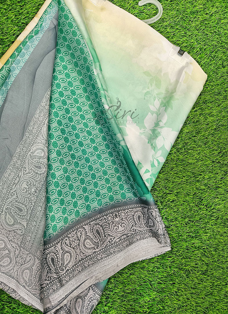 Lovely Shaded Digital Print Satin Saree