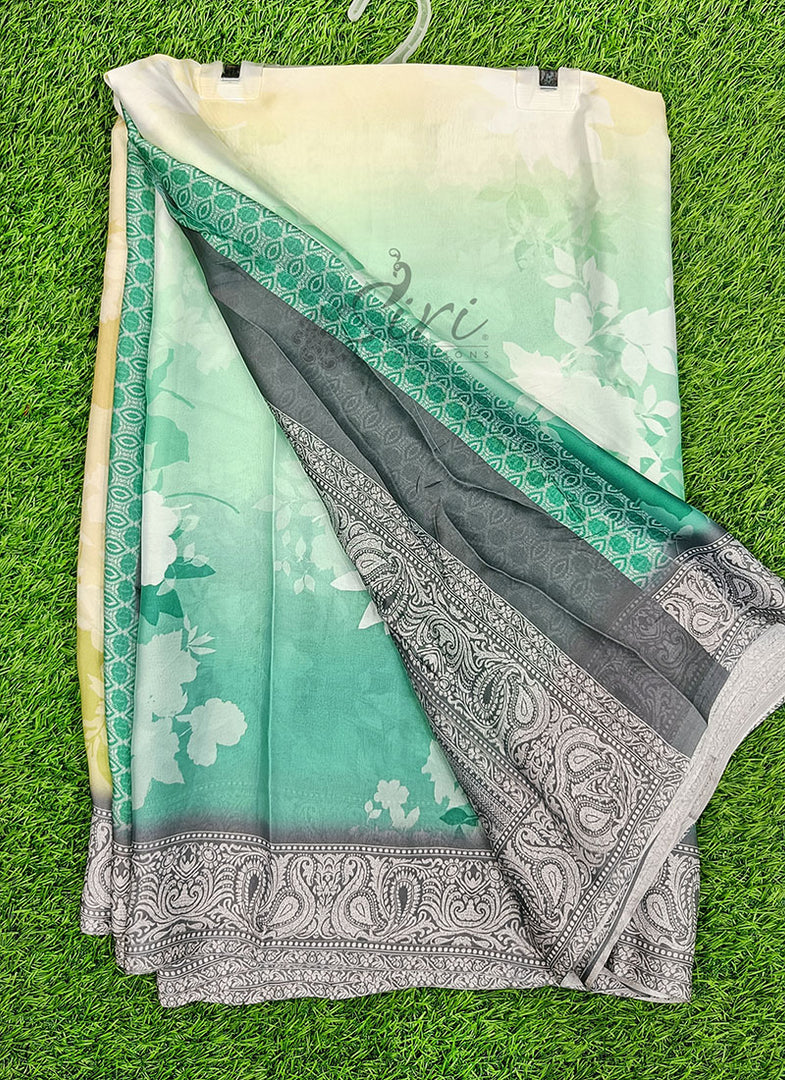 Lovely Shaded Digital Print Satin Saree